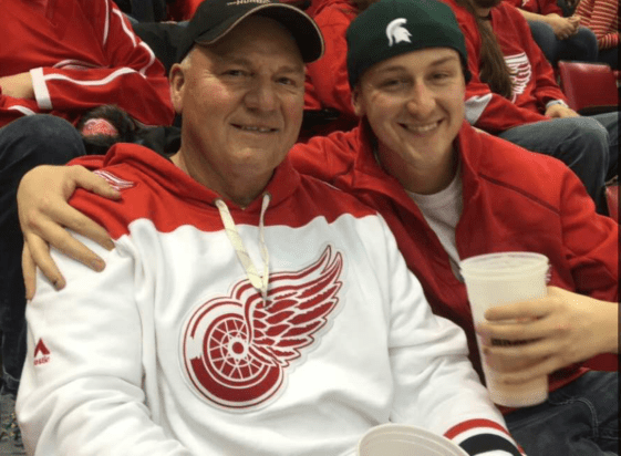 My Dad and my brother - Red Wing's Game, Joe Louis Arena - December 2015